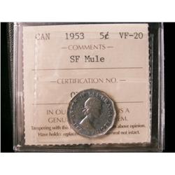 1953 5¢ SF Mule ICCS VF20. A popular variety.