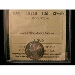 1871H 10¢ ICCS EF40.  Light rainbow tones.