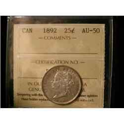 1892 25¢ ICCS AU50.
