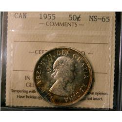 1955 50¢ ICCS MS65. Light shades of gold.