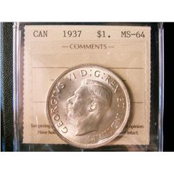 1937 $1 ICCS MS64.  