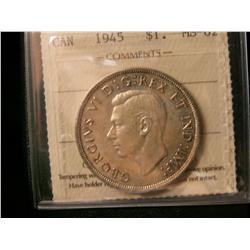 1945 $1 ICCS MS62. Brilliant and lustrous.