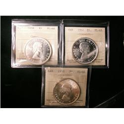 1958 $1 PL66 Cameo(2) & 1964 $1 PL65.  Lot of 3 coins all ICCS graded.