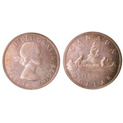 1959 $1 PCGS MS65.  PQ pink and gold tone.