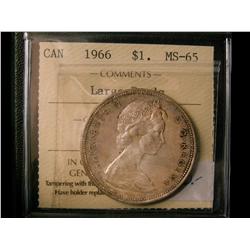 1966 $1 ICCS MS65.  Pristine eye appeal and russet toning.