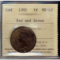 1901 1¢ ICCS MS62RB,