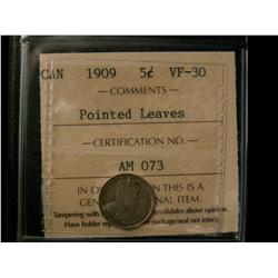 1909 PL 5¢ ICCS VF30