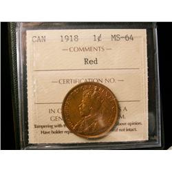 1918 1¢ ICCS MS64RD