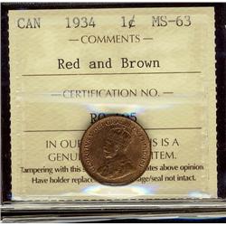 1934 1¢ ICCS MS63RB.