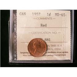 1957 1¢ ICCS MS65RD.