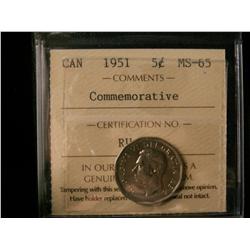 1951 Comm 5¢ ICCS MS65