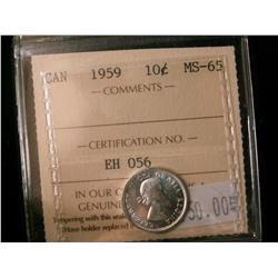 1959 10¢ ICCS MS65.  White in colour.