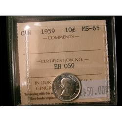 1959 10¢ ICCS MS65.  White in colour.