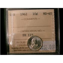 1962 10¢ ICCS MS65.  White in colour.