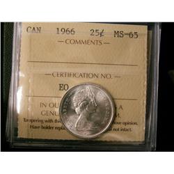 1966 25¢ ICCS MS65. Lot of 3 blast white coins.