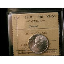 1968 Silver 25¢ ICCS MS65 Cameo.