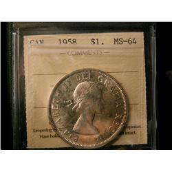 1958 $1 ICCS MS64.