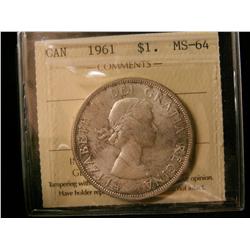 1961 $1 ICCS MS64.