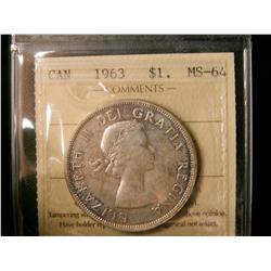 1963 $1 ICCS MS64.