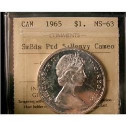 1965 $1 SmBds Ptd ICCS MS63 Heavy Cameo.