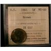 Image 1 : 1861 N.S. ½¢ ICCS MS60BN.  A nice well struck issue.