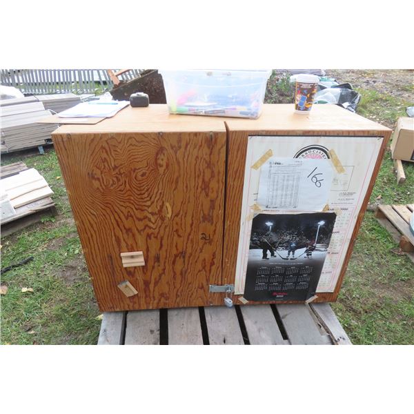 Wall Mount 2 Door Wood Shop Cabinet 34" X 19" X 45"