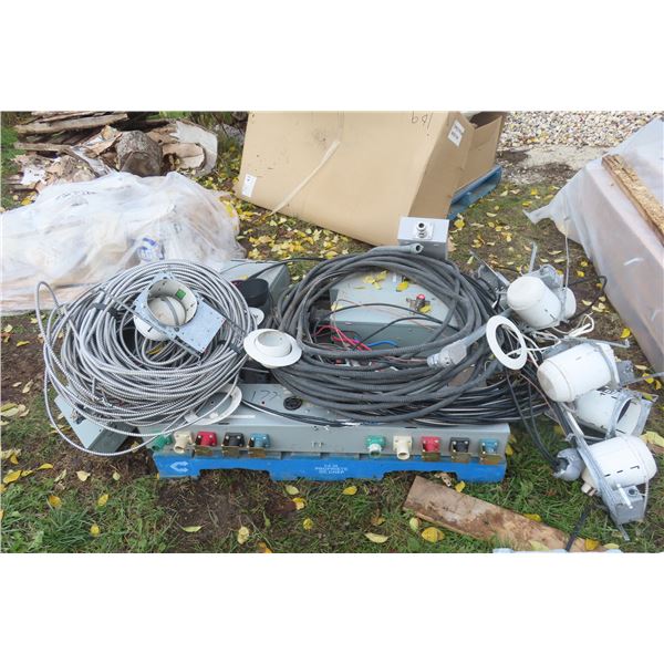 2 X Metal Electrical Boxes, Bx Wire, Shut Off Control, Pot Lights/temporary Service Overhead Wire