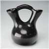 Image 2 : Native American Blackware Wedding Vase with Kokopelli Motif, Signed 1991