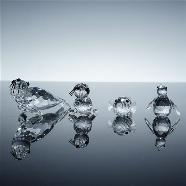 4pc Swarovski Crystal Figurines- Seals, Blowfish & Penguin