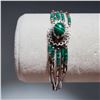 Image 1 : Sterling Silver Multi-Strand Malachite Bead Bracelet
