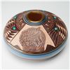 Image 1 : Dine Etched Pottery Bear Vase w/Turquoise & 14K Gold Accents by Elmay Dawes