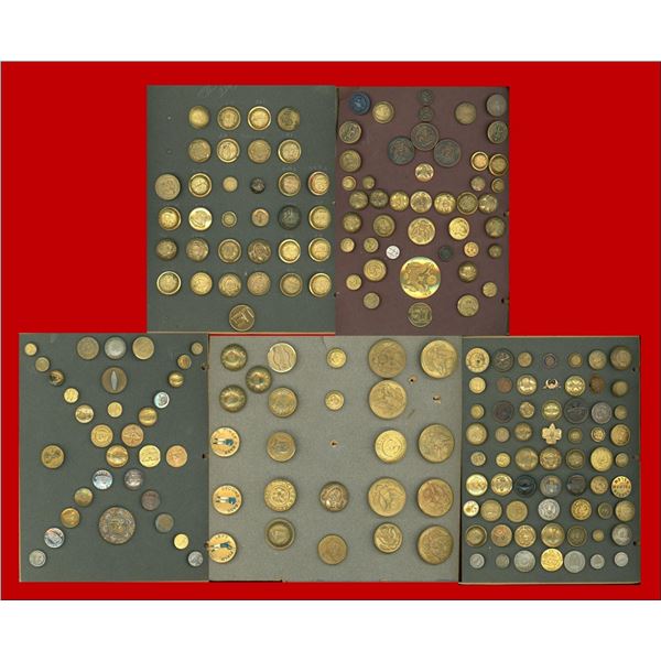 A book of 5 cards of assorted uniform buttons