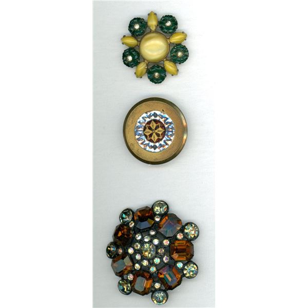 A small card of division 1 & 3 glass in metal buttons