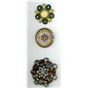 Image 1 : A small card of division 1 & 3 glass in metal buttons