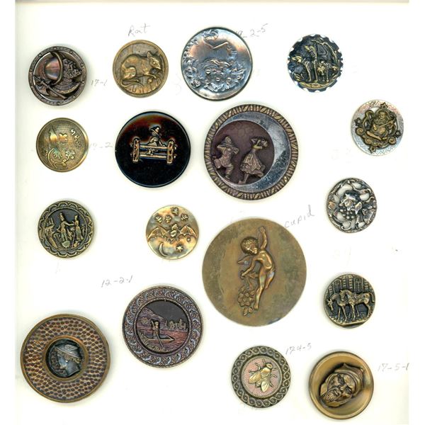 A card of division one assorted pictorial buttons
