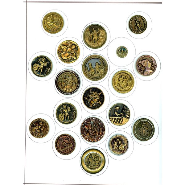 A card of division one assorted pictorial buttons