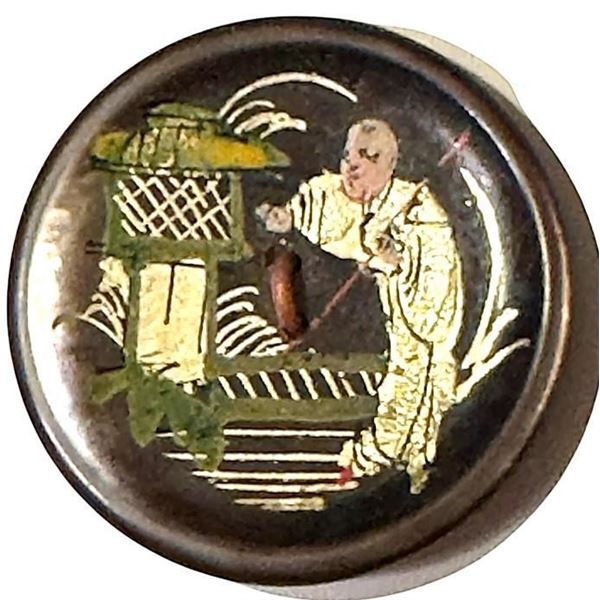A division one hand painted pearl scene button