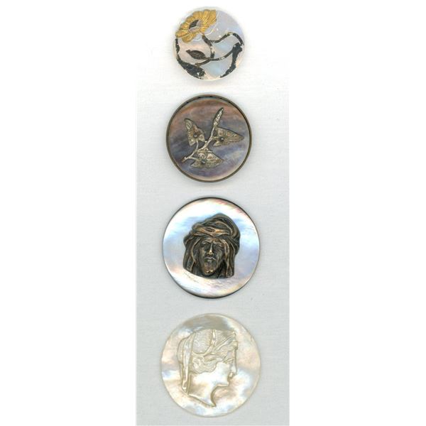 A small card of division one pearl buttons