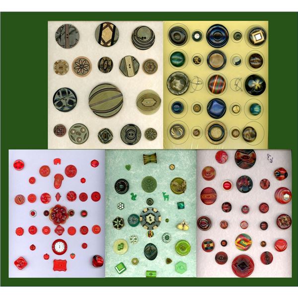 5 Cards of division three plastic buttons