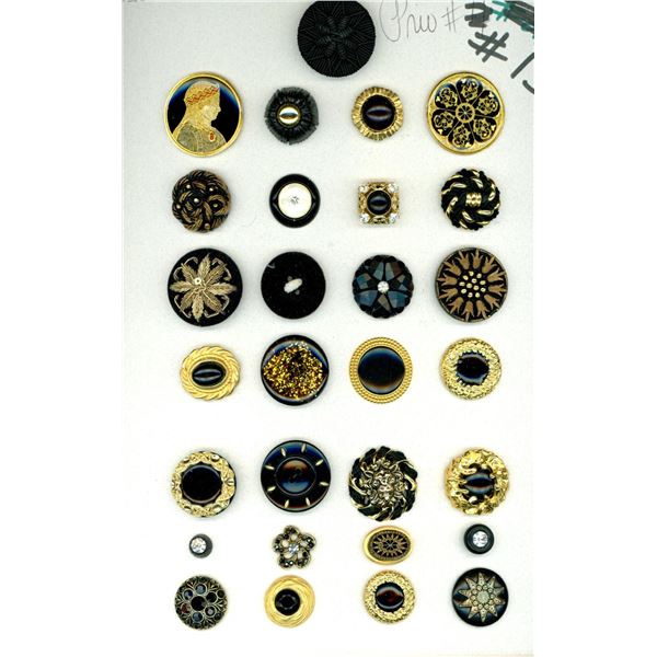 A card of division 1 & 3 black and gold buttons