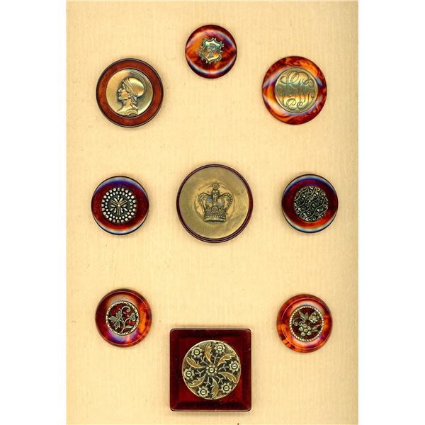 2 Cards of division three Bakelite buttons