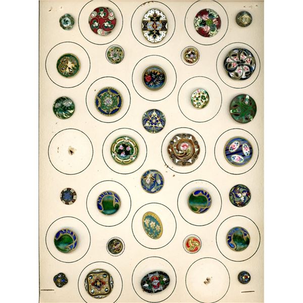 A card of division one assorted enamel buttons