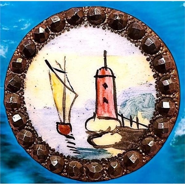 A division one pictorial enamel button