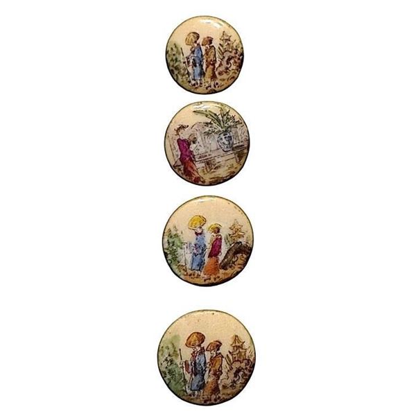 A set of division one pictorial porcelain buttons