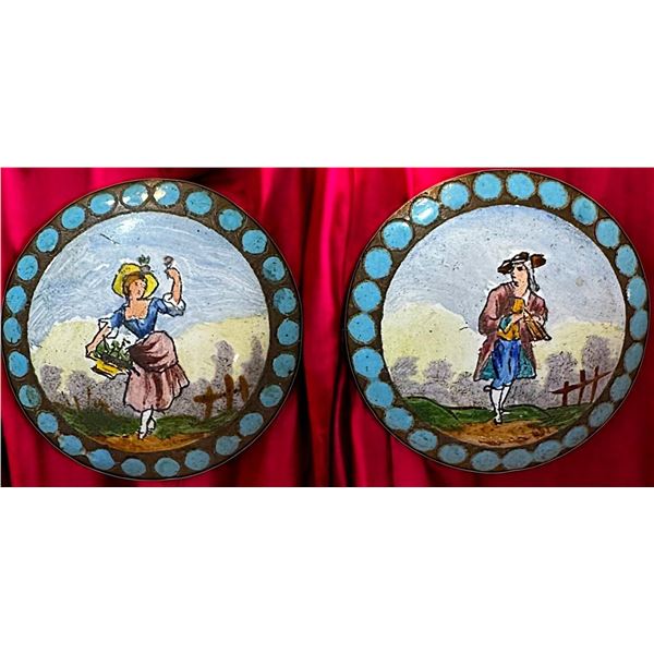 A division 1 pair of Polychrome enamel figural buttons