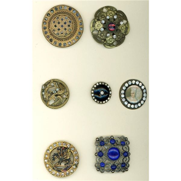 A small card of division one jeweled buttons
