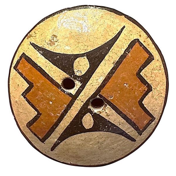 A division three patterned southwest pottery button