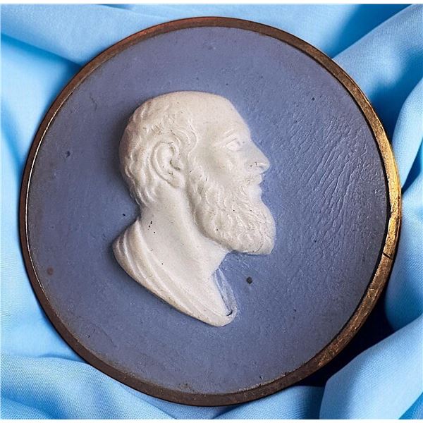 A division one ceramic in metal bearded man button