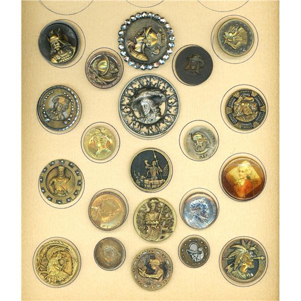 A card of division one assorted pictorial buttons