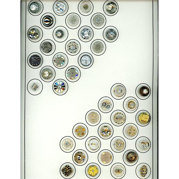 A card of division three glass buttons.